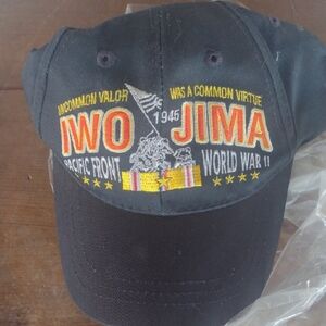 Iwo Jima WW11 Embroidered Black Cap NWT